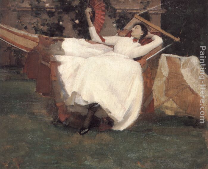 The Red Fan painting - John Lavery The Red Fan art painting